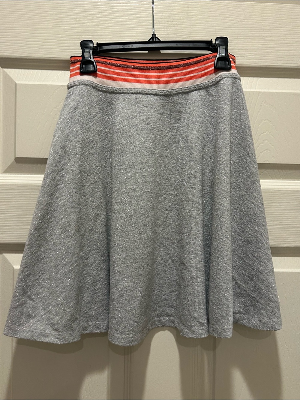 Paul Smith Gray Skirt with Coral-Striped Waistband